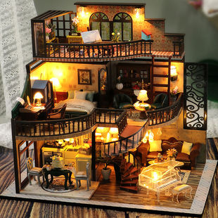 Wooden Female DIY Handmade House Birthday Gift Male High Tower Creative Dream Building Model Cabin Assembly Toy