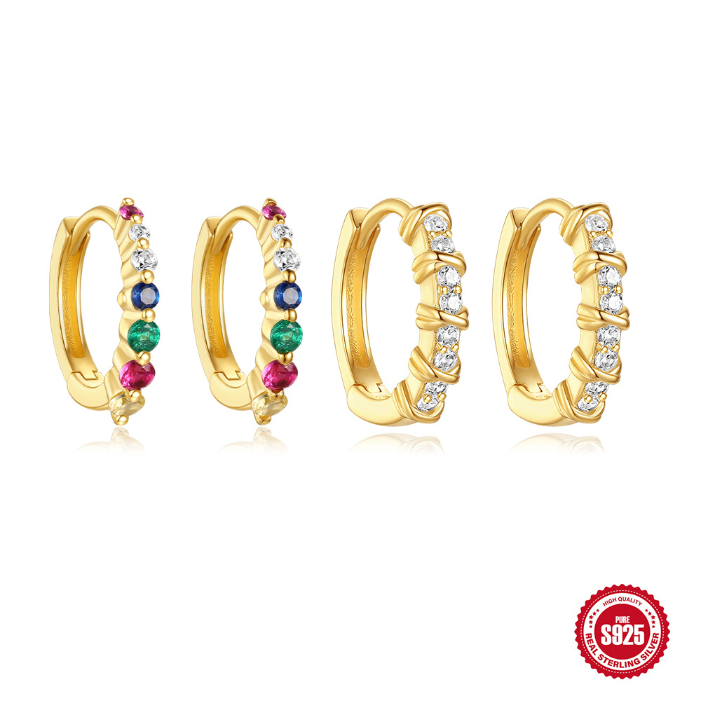 Nuevos pendientes de circón de lujo ligero europeo y americano S925 de plata esterlina INS con incrustaciones de diamantes de lujo ligero frío de alta calidad