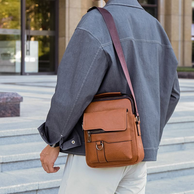 męska nowa torba typu crossbody ze skóry PU retro torba na ramię swobodna torebka na ramię_voghion.com