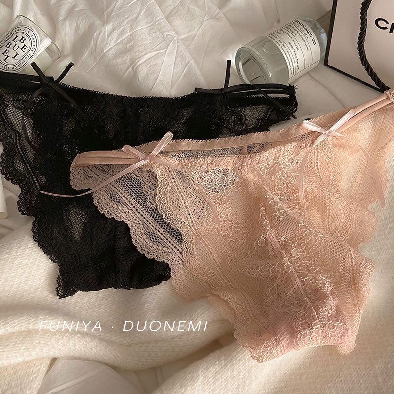 French Mesh ~ Lace Women's Underwear Low Waist Pure Cotton Crotch Girl Sweet Temptation Sexy Pure Desire Trip Head