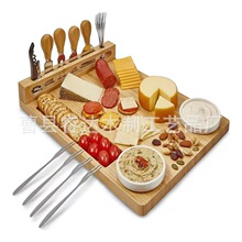 竹制芝士板带刀架刀具奶酪板套装砧板