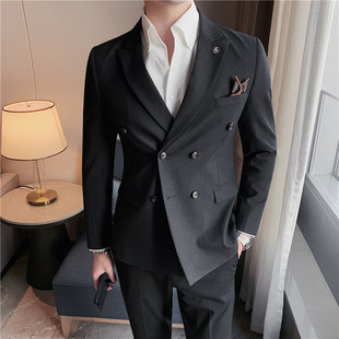 Dropshipping 20253 New Men's Suit Korean Style Pinstripe Jacket Business Casual Double-Breasted in Stock Suit
