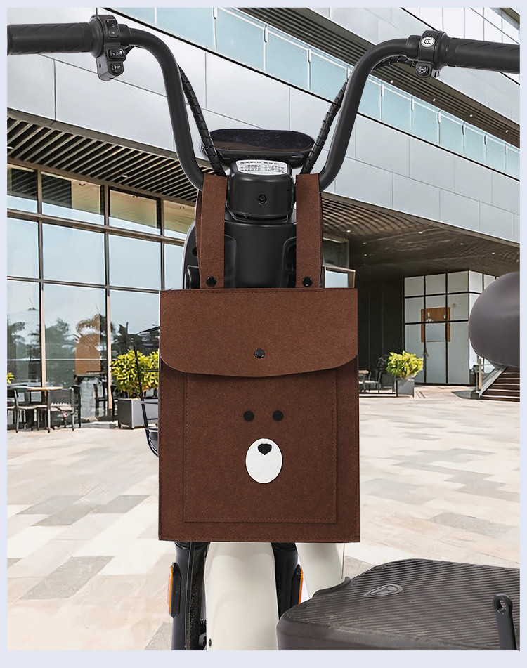 Brown bear electric car handlebar storage felt bag front hanging bag electric motorcycle storage bag bicycle storage bag hanging pocket