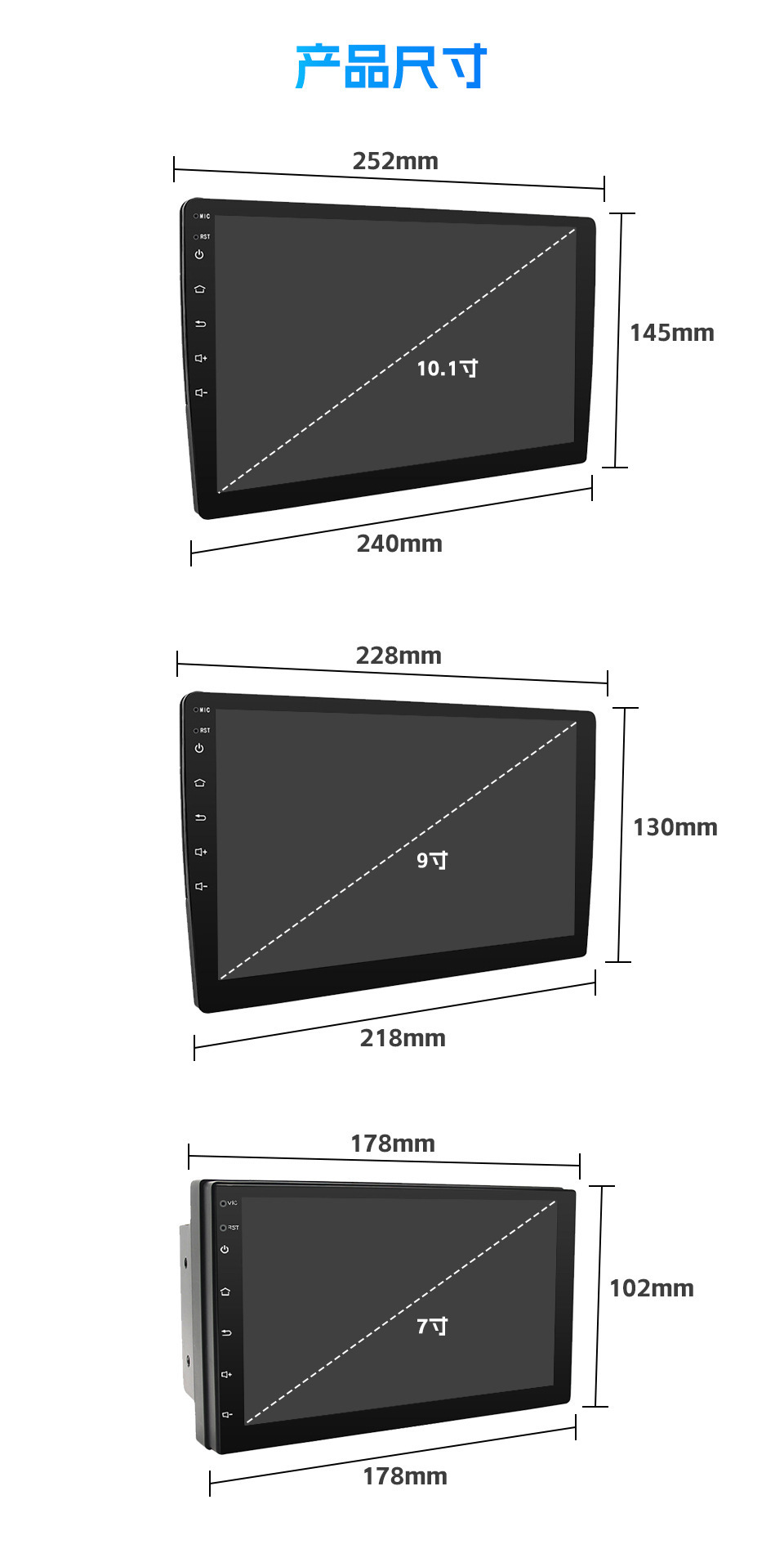Linux Car Central Control System 9/ 10inch Inch Large Screen Car Video Carplay Player Car Central Control Screen