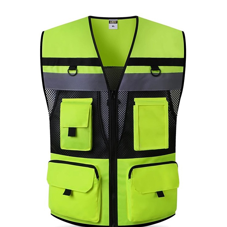 likai chaleco reflectante de tráfico de carretera chaleco ventilado construcción patrulla ropa reflectante impresión multibolsillo ropa de seguridad