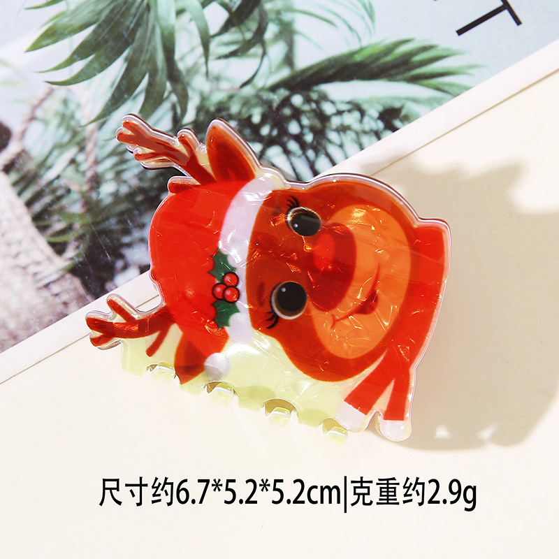 闪闪姑娘新款圣诞节日格林奇绿怪发夹圣诞老人姜饼人雪人麋鹿抓夹|undefined