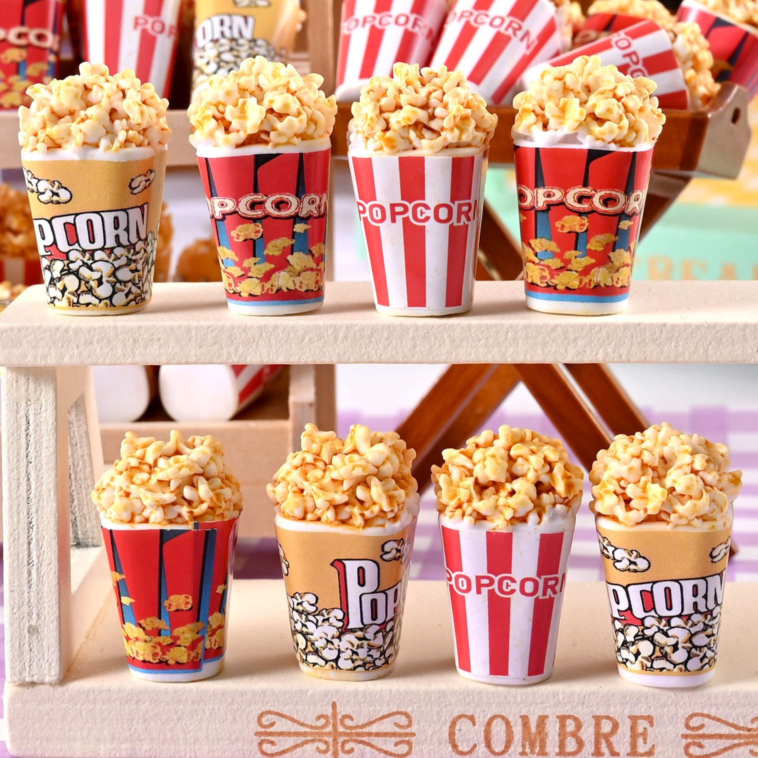 miniature simulation three-dimensional barrel popcorn diy earrings accessories material micro landscape props resin food play