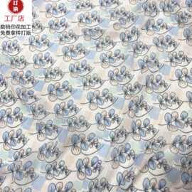新品亚麻新中式旗袍雪纺印花面料 小碎花连衣裙面料长裙布料