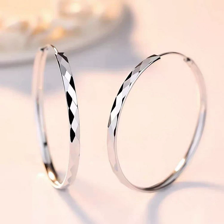 Серьги из стерлингового серебра 990, популярные серьги, большие серьги, женские популярные стильные серьги в стиле k из чистого серебра, ромб, круг, элегантное лицо