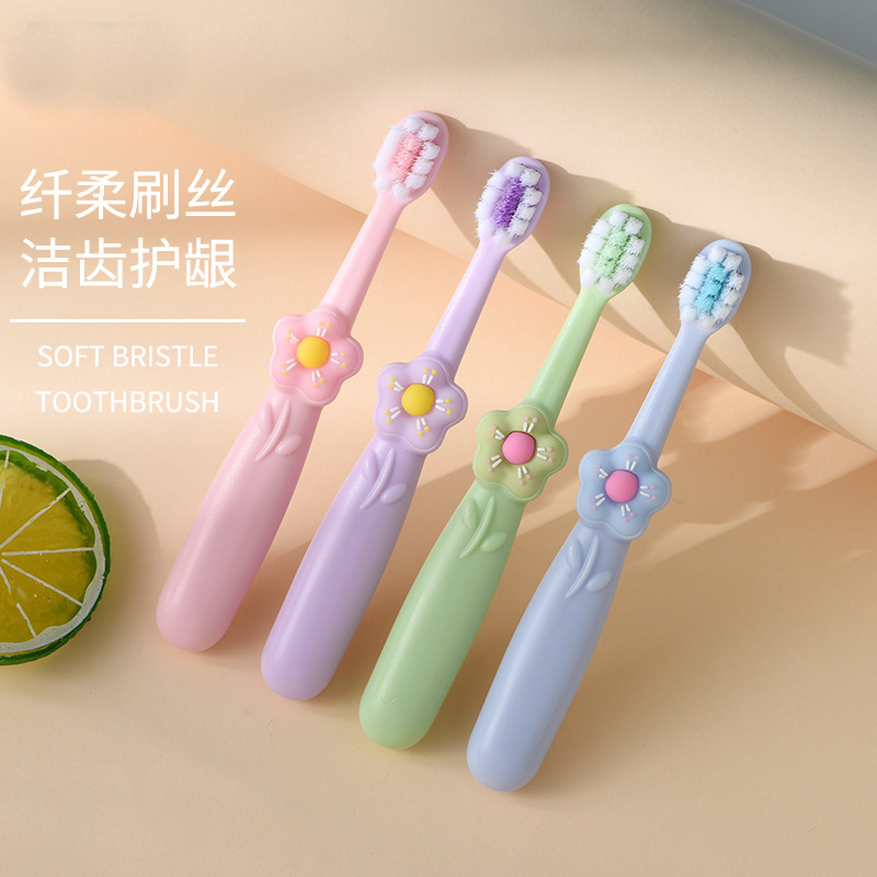 New Children's Soft Hair Toothbrush Flower Cute Baby Practice Toothbrush 3-Pack Supermarket Chain Cartoon Toothbrush