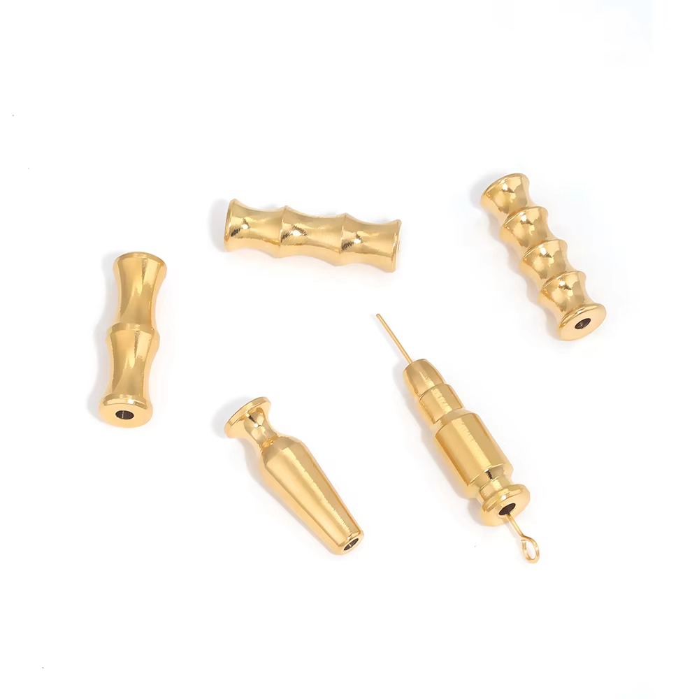 acero inoxidable bambú tazas de vino perlas perlas largas perlas de acero de titanio perlas separadoras DIY accesorios accesorios hechos a mano al por mayor