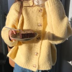 韩系温柔风毛衣女装春秋2025外穿新款复古慵懒风长袖针织开衫外套