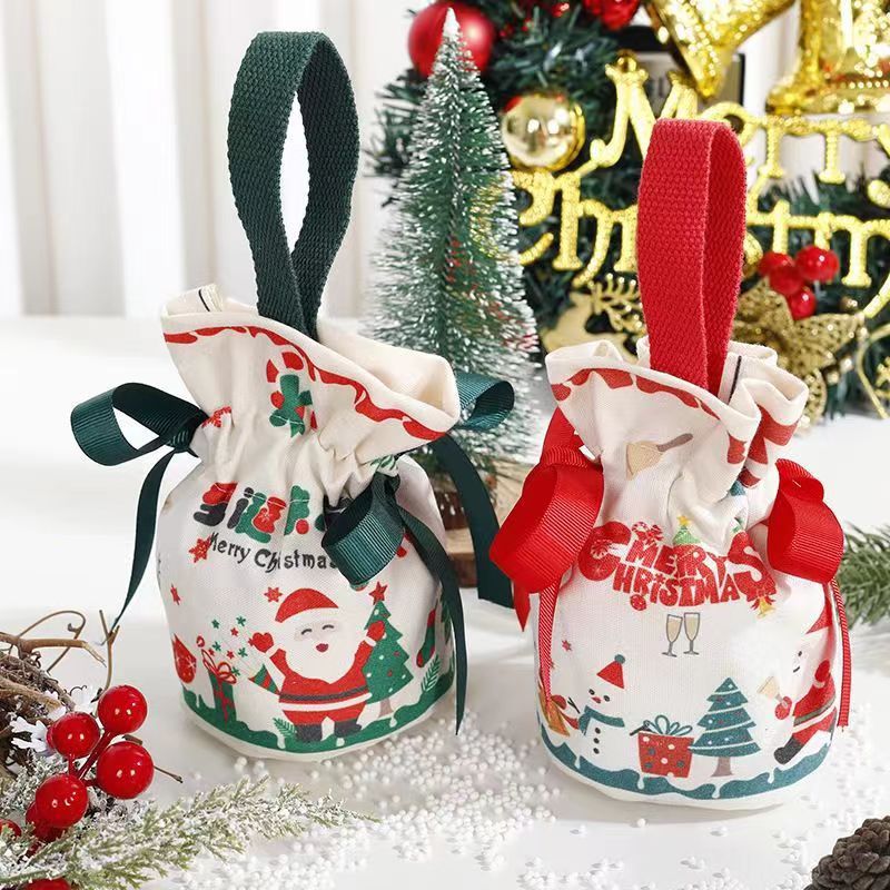 Nuevo tipo de bolsas de lona portátiles de Apple de Navidad, bolsas de azúcar de boda con regalos de mano, fábrica al por mayor.