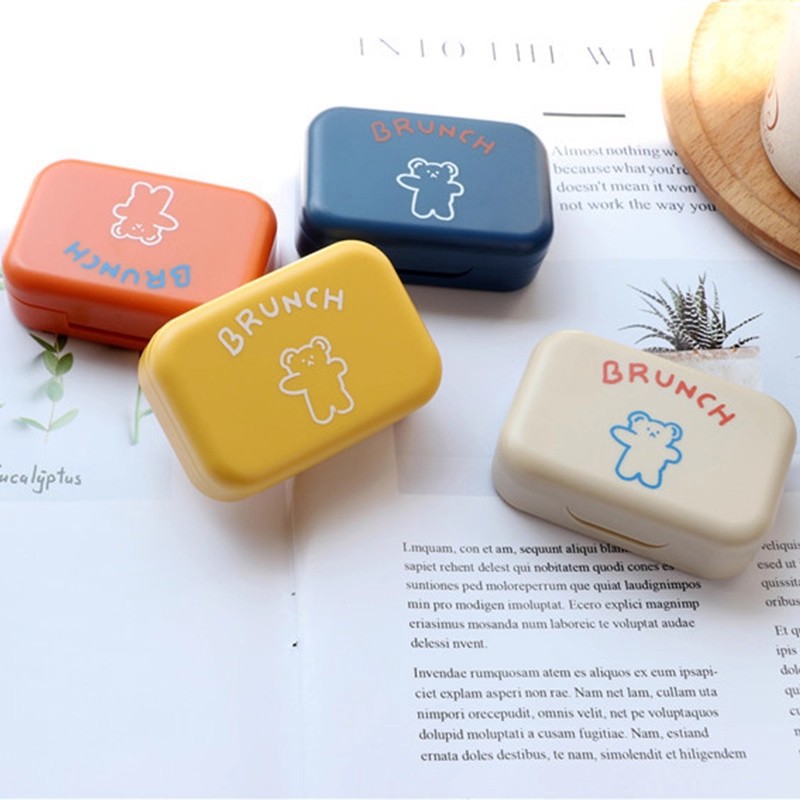 隐形眼镜盒带镜子防漏美瞳盒子便携护理盒简约可爱双联伴侣收纳盒