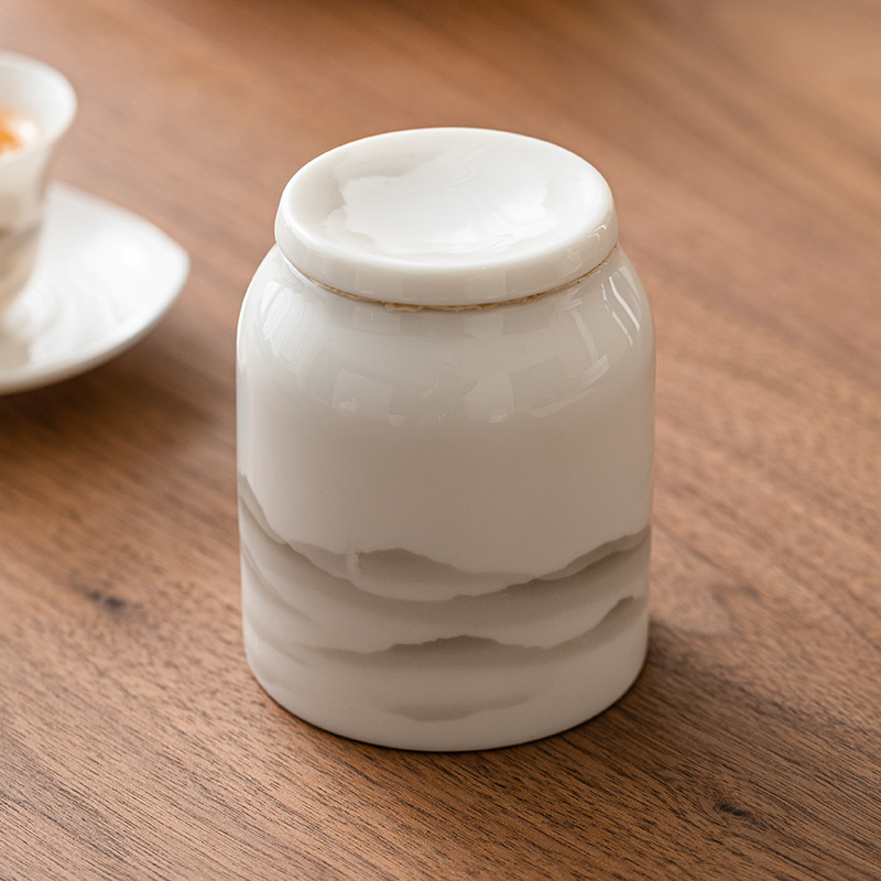 Factory Sheer Jade Tea Can Sealed Can Fine High-End Ceramic Portable Tea Storage Jar Pu-erh Tea Storage Jar Small