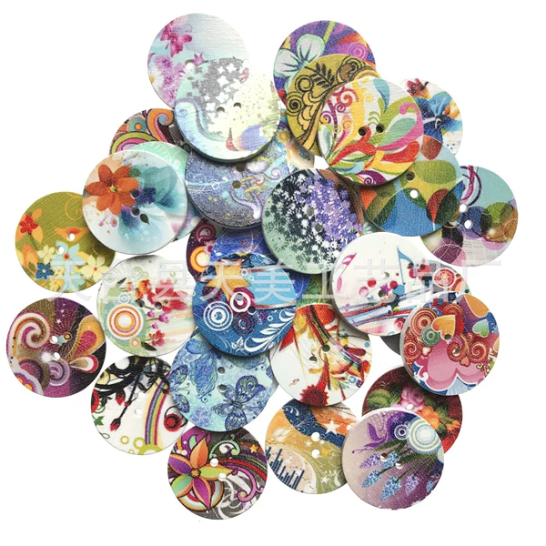 20MM white background printed buttons 100 pieces per pack 88g