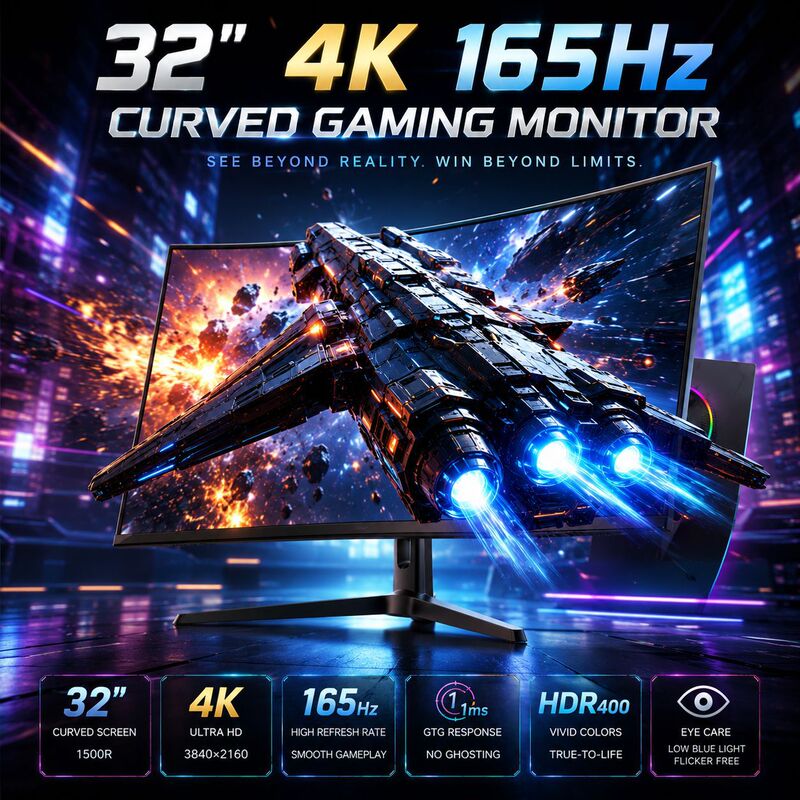 24 27 32inch LCD monitor 4k high-definition curved screen computer ultra-thin 2k borderless gaming e-sports large screen