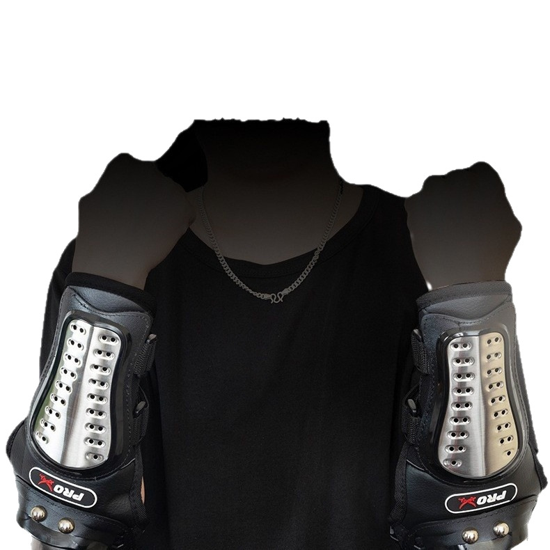 Motocicleta bicicleta de acero inoxidable equipo de protección rodillera codo almohadilla de cuatro piezas fuera de la carretera suministros de equitación resistentes a caídas