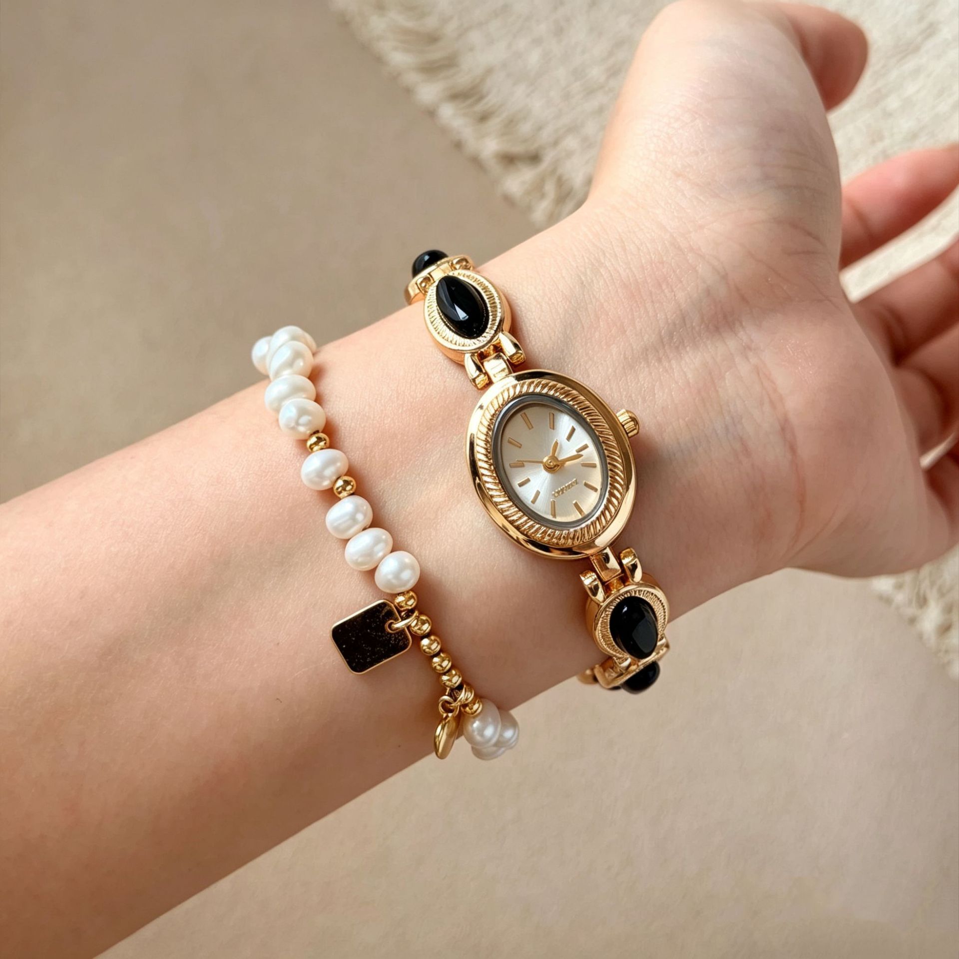 In Stock Wholesale Tiger Eye Stone Bracelet Watch Decoration Women's Quartz Watch Vintage Watch Niche Retro Watch