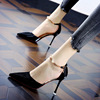 Fashionable low high sandals pointy toe, 2024 years, trend of season, European style