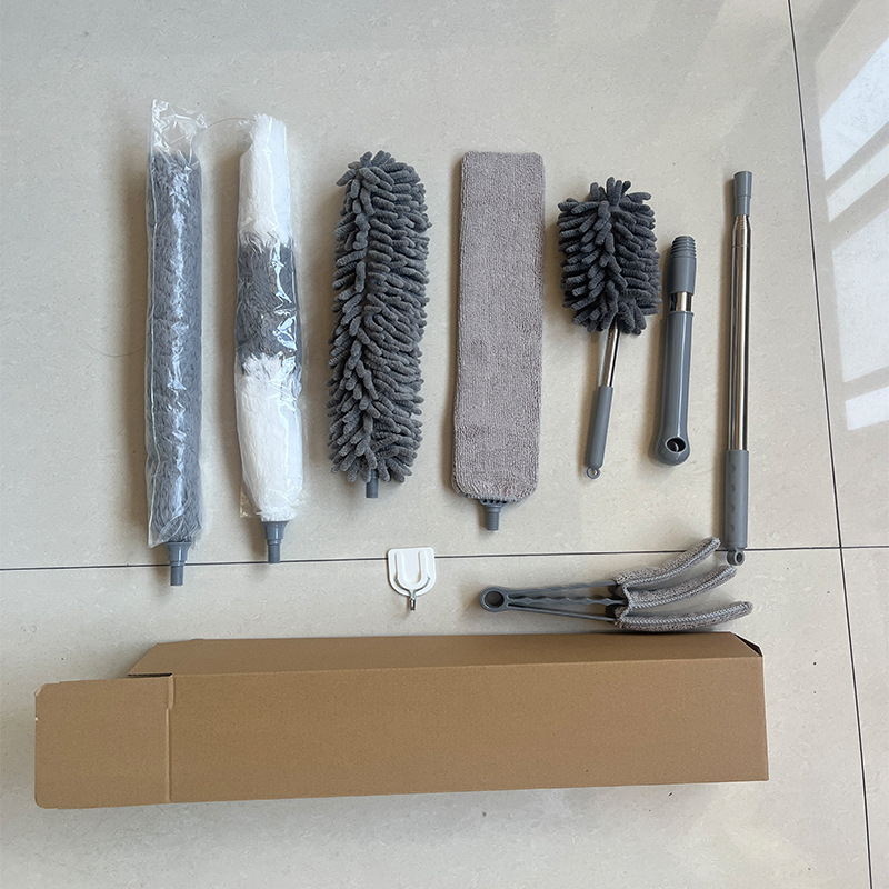 후크가 포함된 회색 먼지떨이 8개 세트