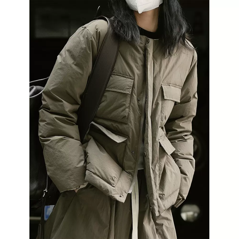 卢浮服饰冬季新款日系休闲圆领面包羽绒服保暖宽松休闲外套女