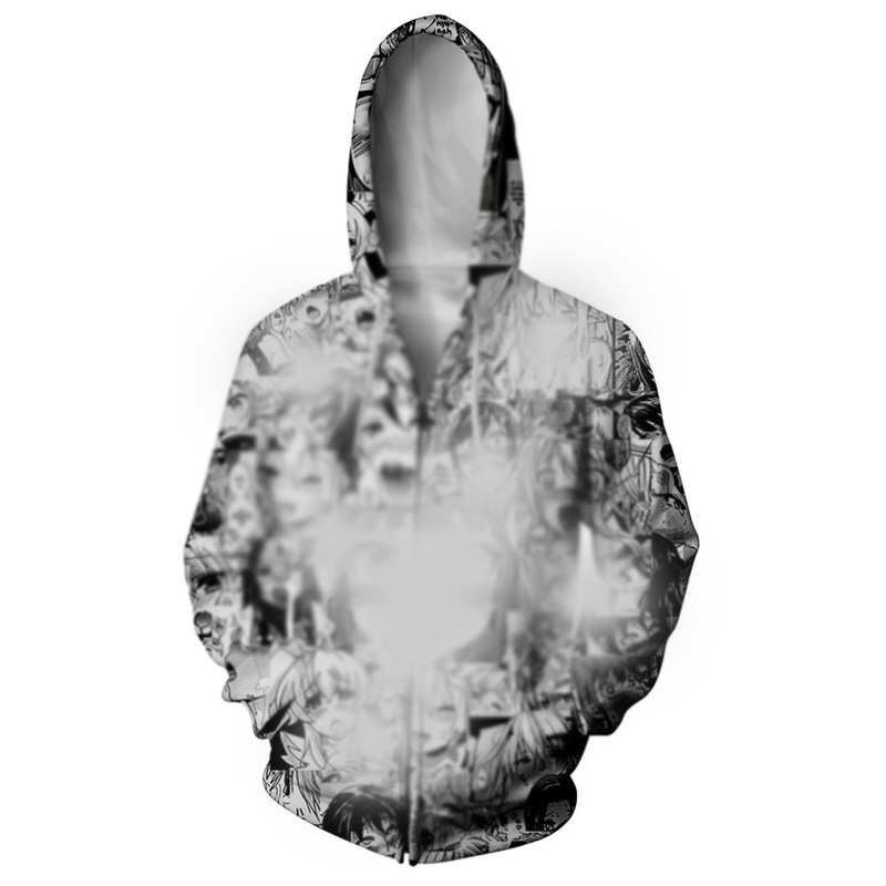 2023 foreign trade hot AHEGAO black and white cartoon sweater 3D digital printing hoodie men a generation of hair