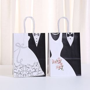 Simple Wedding Printing Tote Bag Fashion Accompanying Gift Packaging Bag Holiday Party Snacks Candy Gift Bag Wholesale