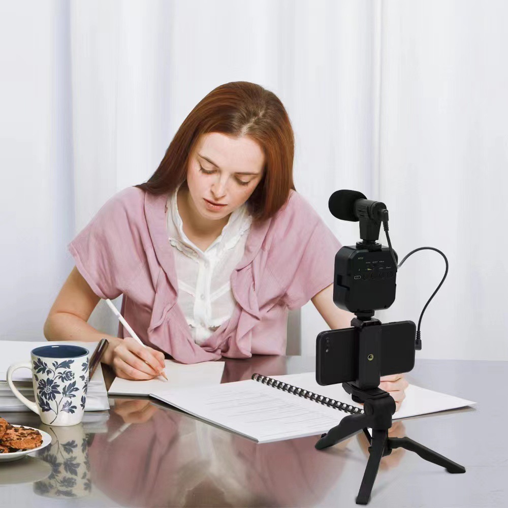 Luz de relleno de bolsillo, batería externa, suministro directo de fábrica, soporte de transmisión en vivo AY 49 negro con micrófono de disparo