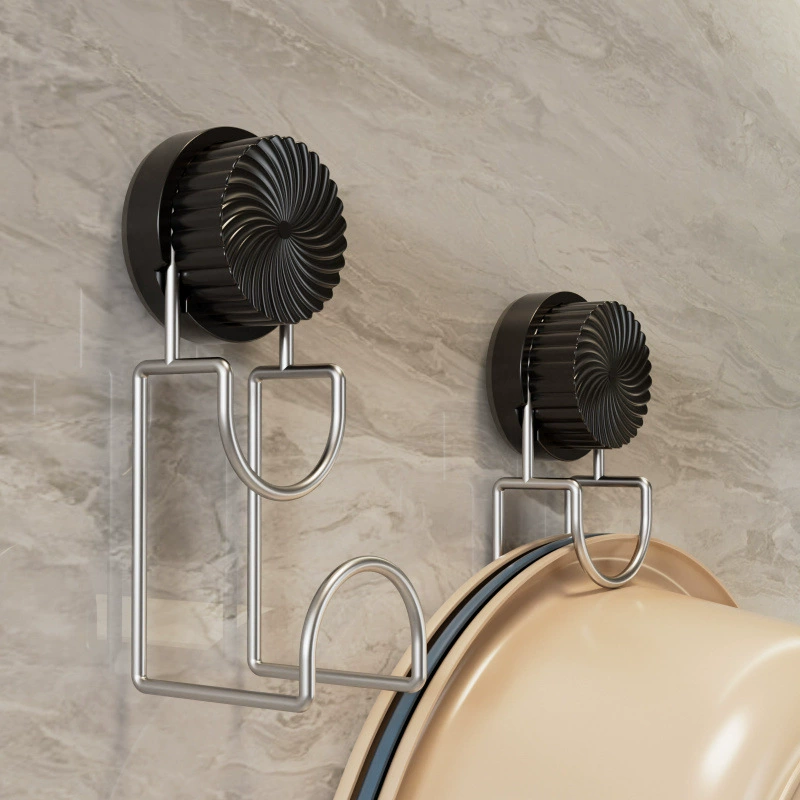 Suction‑cup hook storage rack, powerful rotating vacuum mount, wall‑safe for bathroom, white or black