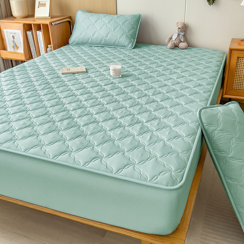 Nuevo tipo de cama cubierta de protección de colchón cuatro estaciones de algodón intercalado engrosado universal todo incluido no desplazamiento cubierta de sopa