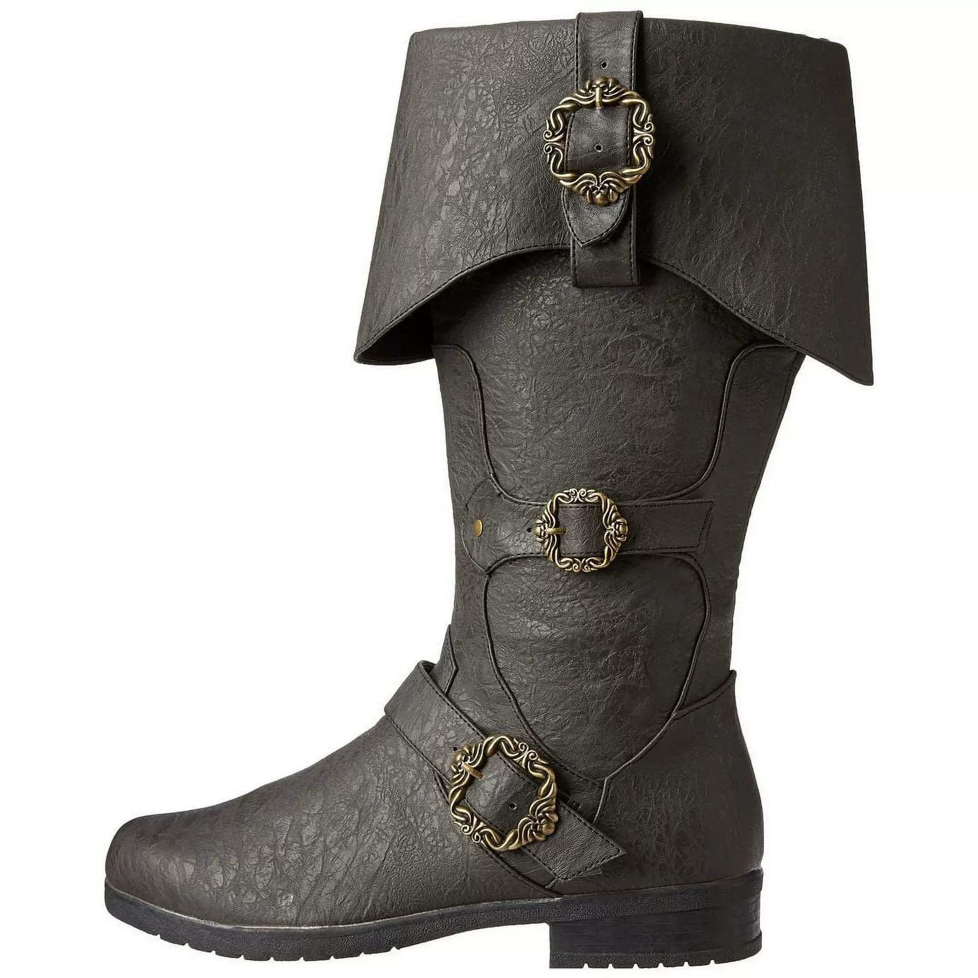 25 весенне-осенних средневековых ботинок до середины икры в стиле ретро с боковой молнией и винтажной пряжкой с декором на плоской подошве для внешней торговли.