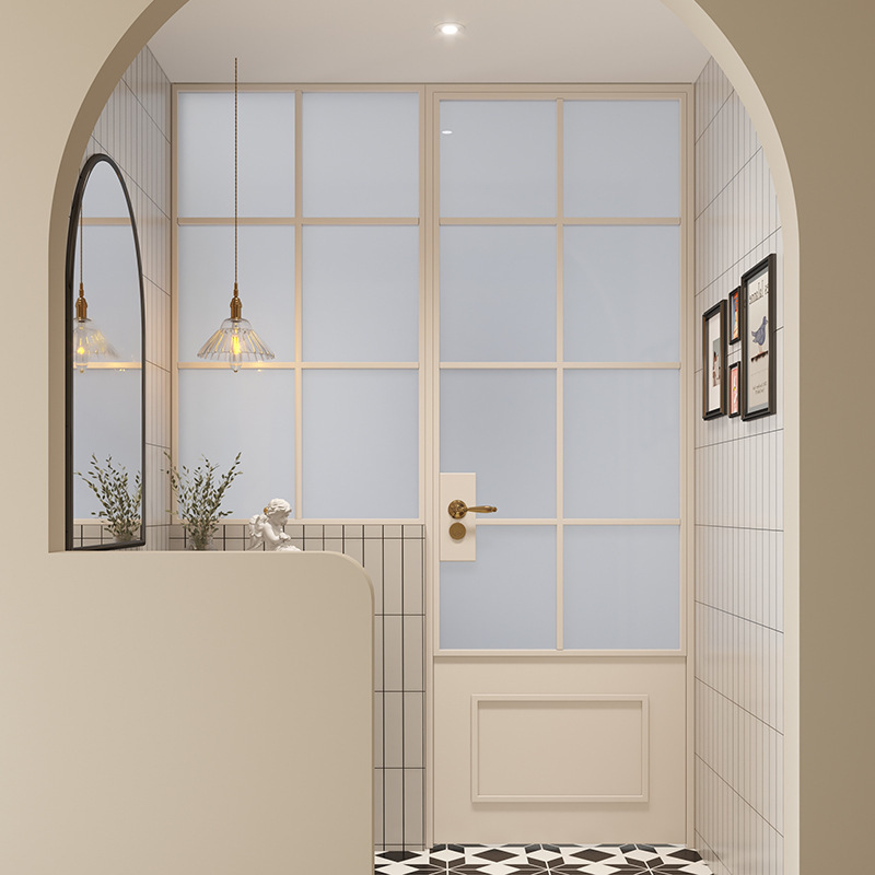 Chaosheng Customized French Aluminum Alloy Door and Window Retro Old Steel Window Swing Door White Bathroom Bathroom Partition Door Chaosheng Customized French Aluminum Alloy Door and Window Retro Old Steel Window Swing Door White Bathroom Bathroom Partition Door
