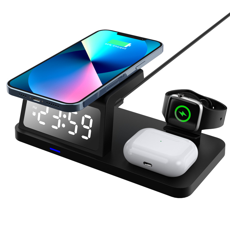 新型私型携帯電話無線充電器多機能急速充電15w時計目覚まし時計腕時計イヤホン無線充電|undefined