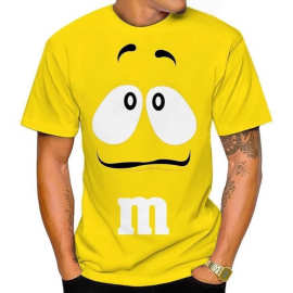 跨境新款m豆3D印花短袖T恤数码打印男女潮t恤上衣工厂源头货源