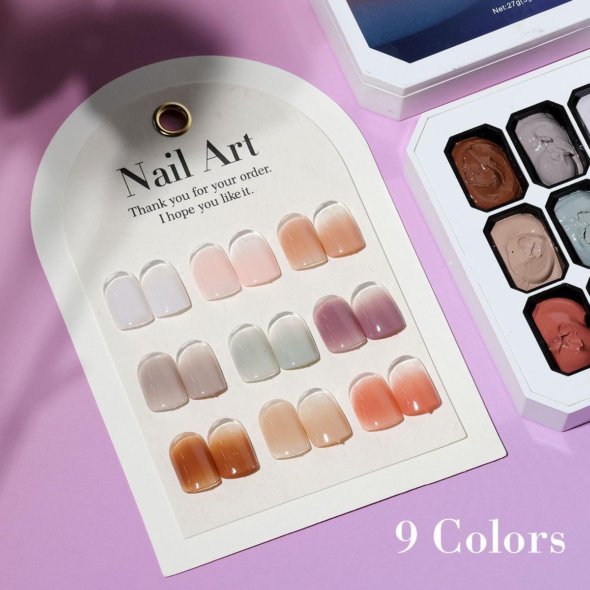 Nuevo Esmalte de Uñas en Gel con Patrón de Nueve Cuadrículas, Estilo Jardín de Monet, Degradado Macaron, Efecto Difuminado, Sin Necesidad de Limpiar, en Existencia