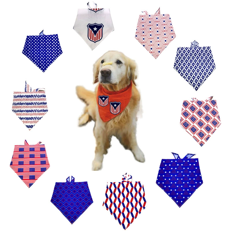 День Независимости Домашнее Животное Скользкое Полотенце Кошка Поклонники Шарф Праздничные Аксессуары Для Вечеринки Собака Треугольник Полотенце Трансграничная Горячая Распродажа