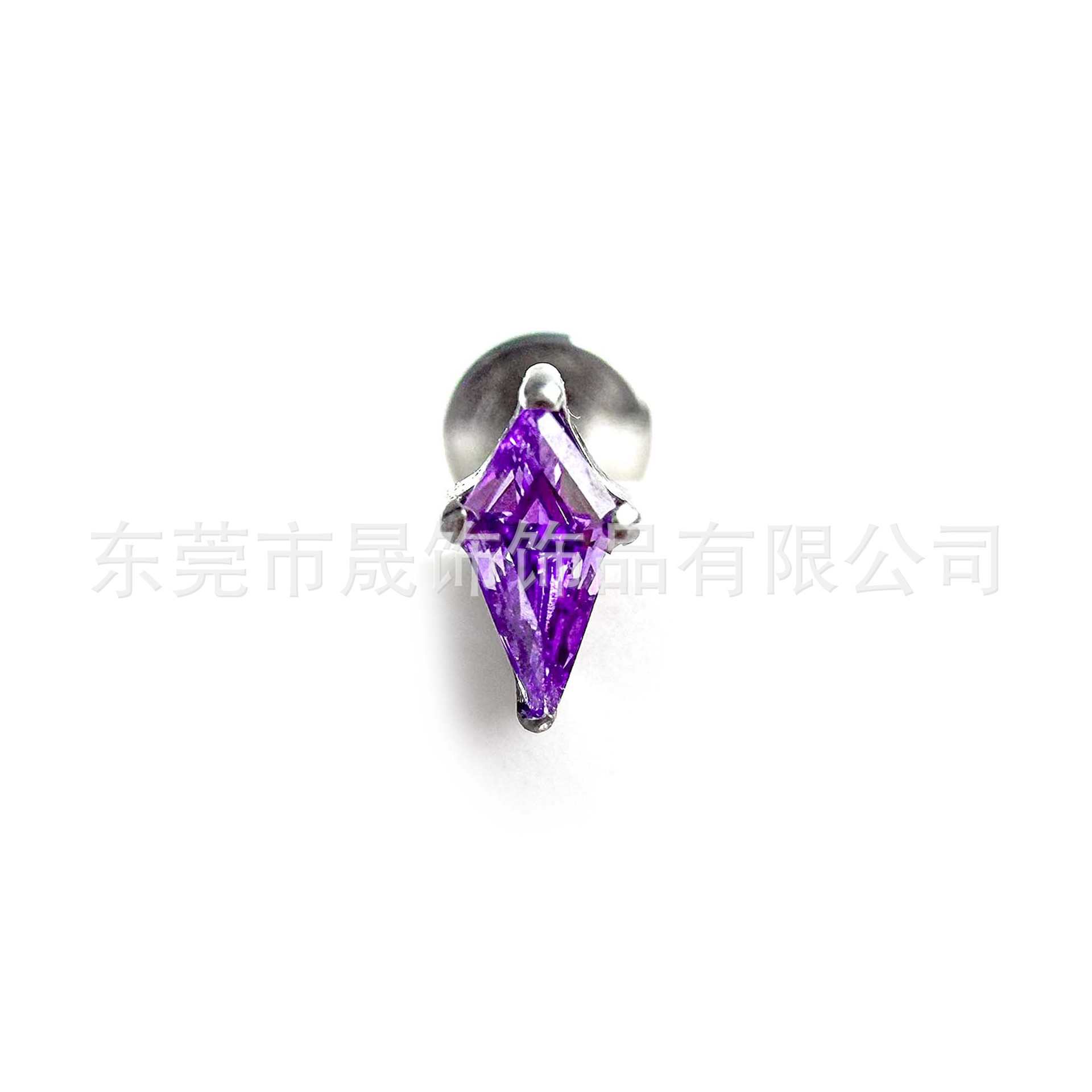 F136 Titanium Ear Stud 石 Cubic Zirconia 菱 Helix Cartilage Stud G23 Implant Grade Titanium Internal Thread Labret Stud Piercing Jewelry