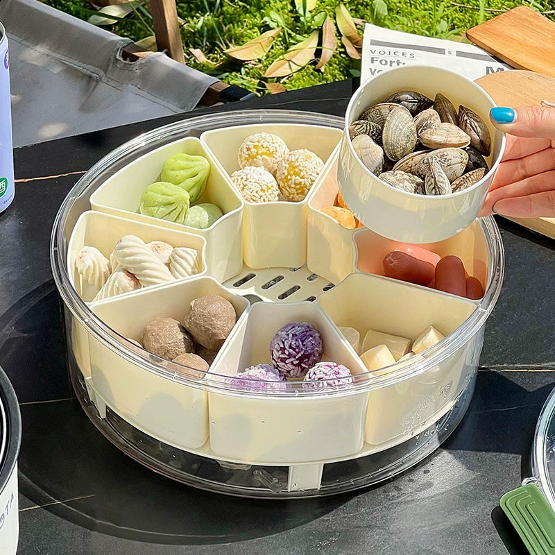 Круглая герметичная коробка для хранения специй с отделениями, прозрачный поднос для сухофруктов и закусок, контейнер для консервации, органайзер для конфет в гостиную