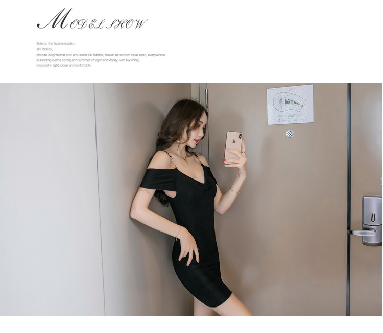 Black Polyester Roleplay Bodysuit with Hip Skirt, One Size Nightclub Lingerie — detail image 13