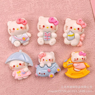 New cartoon riding horse kitten resin accessories DIY bright hair clip material hole shoes clothing accessories