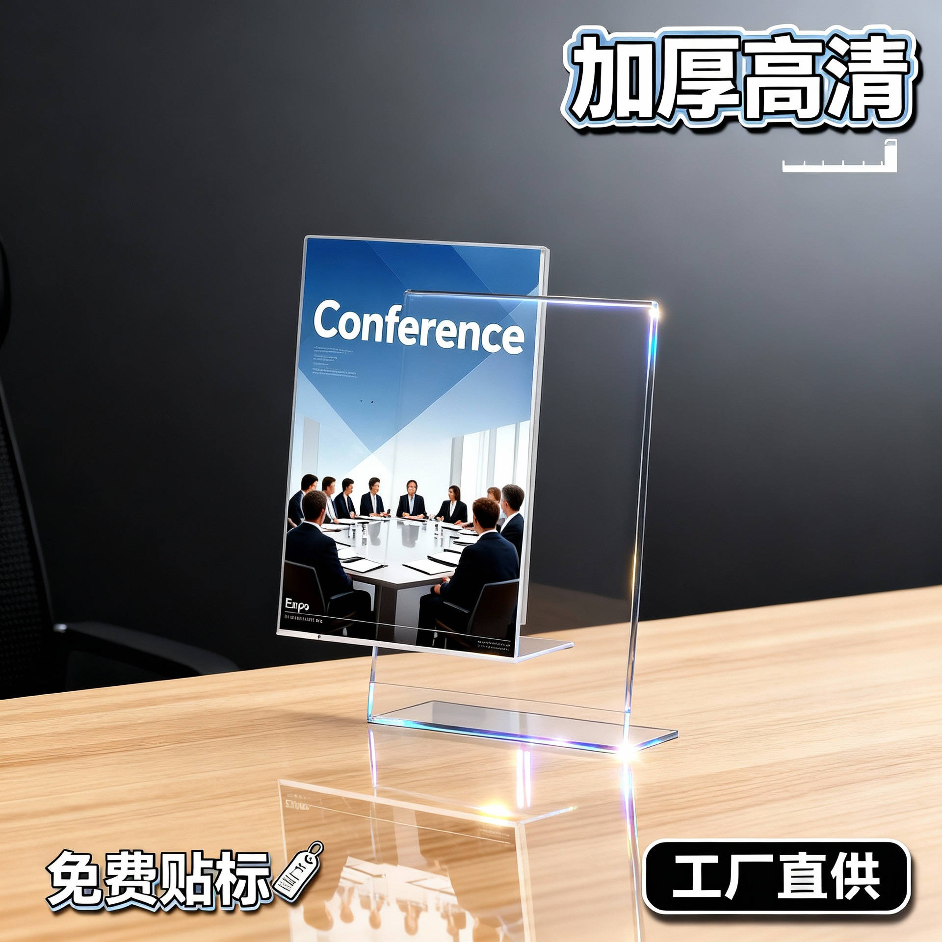 Acrylic L-Shaped Table Card Display Stand A4 Display Stand Signboard Advertising Board Menu Board High Transparency Board Desktop Stand