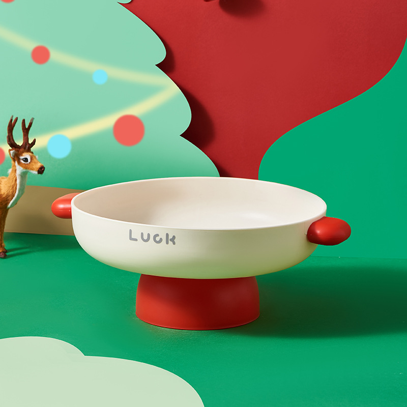 高脚水果盘客厅家用茶几零食摆放盘圣诞沥水果盆轻奢高颜值糖果盘