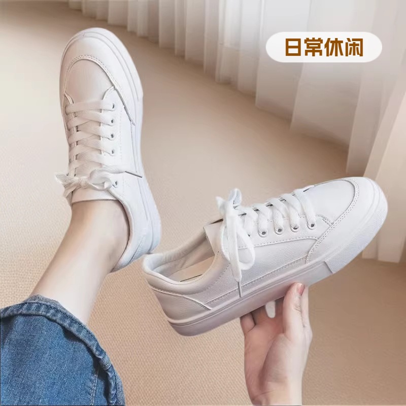 Sneakers bianche in pelle da donna scarpe da skater stringate_voghion.com
