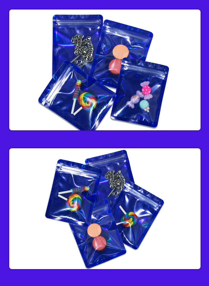 Bolsa De Plástico De Color Láser Holográfico Para Joyería Ziplock Antioxidación display picture 5