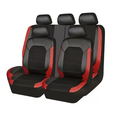Universal seat cover Pu Embroidered Car Seat Cushion - red-five-seater-universal-size