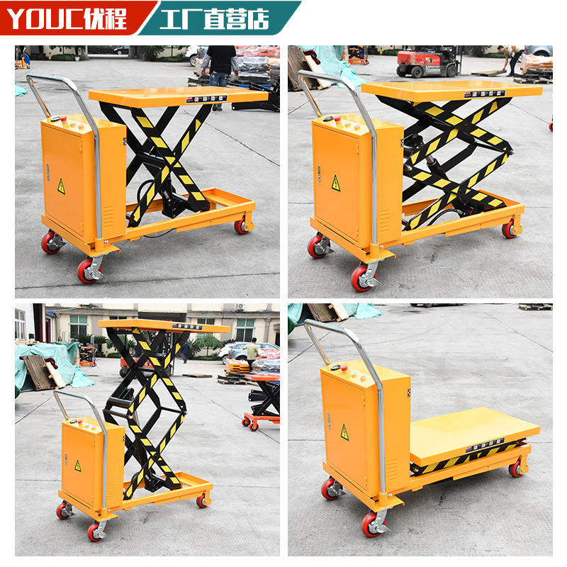 Vehículo de plataforma hidráulica móvil empujado a mano caminando plataforma elevadora tijeras eléctricas elevadora semielectrico pequeño vehículo hidráulico