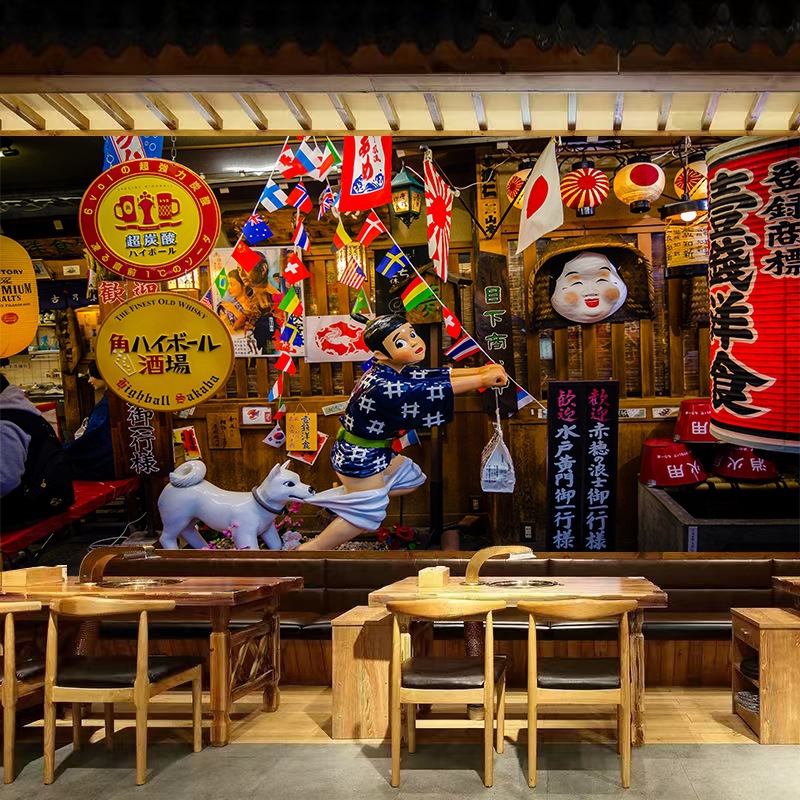 深夜食堂壁纸日本餐饮酒店居酒屋背景墙壁画不干胶日本食品壁纸贴
