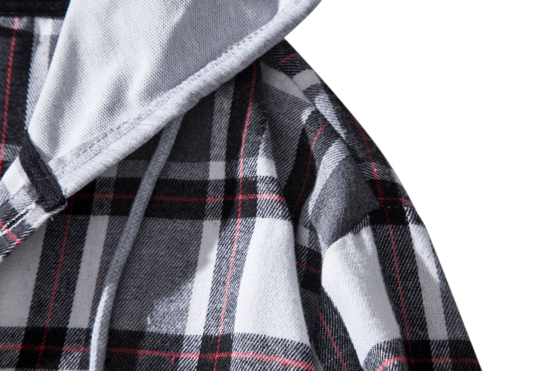 Herren Flanellhemd Mit Kapuze Kariertes Oversized Freizeithemd_voghion.com