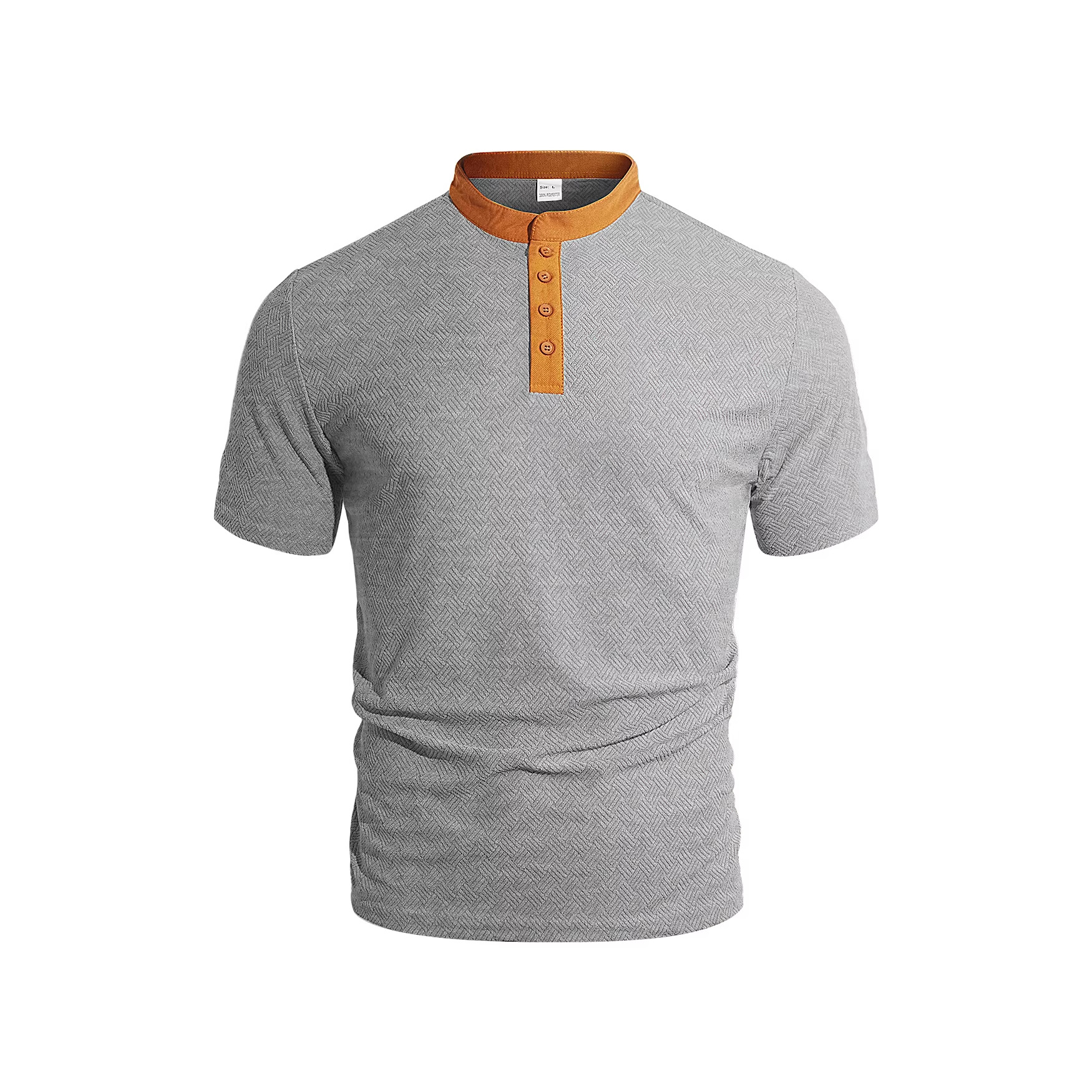 Nuevo transfronterizo de Europa y América Amazon verano hombre botón de cuello redondo color de manga corta hombre camiseta de hombre delgada